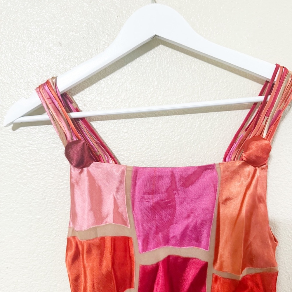 Cult Gaia Shalia Scoop-Neck Burnout Patchwork Top in Pinks Lollipop Multi small - Picture 8 of 14